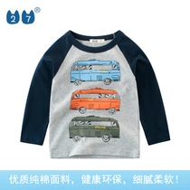 Counter foreign trade tail single childrens clothing new 2021 autumn clothing boys long-sleeved T-shirt baby base shirt pure cotton tide