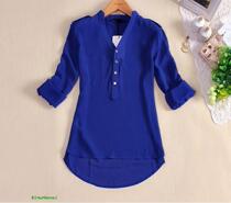 ladies t-s for women blue top shirts work office OL shirt