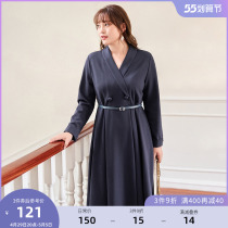 (Qingkura RMB150 ) Large code female dress Spring real wearing fit belt elastic body green fruit collar western-style dress style dress