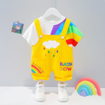 Baby summer suit foreign gas 2022 new summer one year old baby clothes little boy boy handsome strappy pants girl