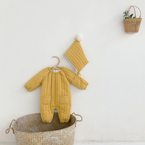 Baby winter plus velvet padded jacket jacket jumpsuit baby warm clip cotton climbing suit