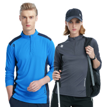 tan tuo spring elastic quick-drying long sleeve T-SHIRT men windproof breathable stand collar kuai gan yi outdoor sports Mountaineering