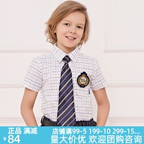 Eaton Gide British childrens clothing summer boys cotton short sleeve plaid shirt refreshing lapel shirt 09C122