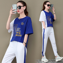 Sports Casual Suit Women 2021 Spring new Korean version Fashion Ocean Gas Loose With Slim Short Sleeves Two Sets Summer