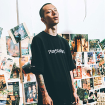 Gickos Industrial × PlayStation Classic LOGO hem drawstring side pocket thick Terry T-shirt