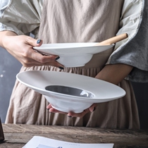 Ceramic straw hat plate creative Western food flying saucer plate household noodle bowl salad plate hotel commercial shallow soup dish