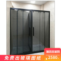 T-shaped custom accessories 304 stainless steel three-linkage shower room material three-sliding door shower screen interactive partition