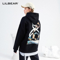 Lilbetter bear sweater men hooded tide ins loose top Handsome printed hoodie Port style couple sweater