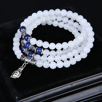  Xinjiang golden silk jade white jade bracelet multi-ring hand string Golden silk jade bracelet 108 Buddha beads chain