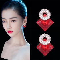 Korea Net red 2021 new earrings women red temperament senior sense light luxury earrings 2020 Autumn and Winter earrings tide