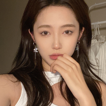 Mini Design Sense ins Cold Style Love Chain Tassel Earrings Sweet Cool Wind All-match Titanium Steel Never Fade Earrings