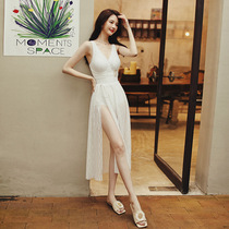 2021 New Spa Swimsuit Womens Slim Cover Belly Dress Conjoined Conservative Fairy Qi Sexy Dew Back Size Breast