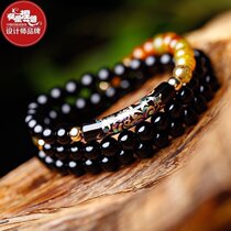 Phoenix Nirvana Black Agate Bracelet Women Joker Retro Ethnic Style diy Hand Woven Womens Handset Jewelry