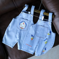 Clear Cabin Section Baby Summer Clothing Soft Denim Harness Shorts Children Denim 50% Baby Conjoined Pants