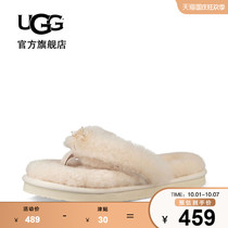 UGG autumn ladies slippers flat bottom casual fashion trend bow fairy plush sandals 1100250