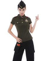 2018 spring and summer new sailor dance top short-sleeved badge epaulettes seven-color complete performance costume team performance costume