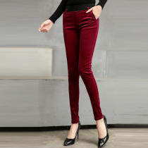 2021 New High waist plus velvet thickened corduroy pants pants womens winter warm leggings womens outer wear