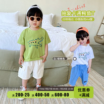 Childrens cartoon short sleeve biding home childrens clothing 2020 Korean version Baby cute crocodile t-shirt in baby 100 lap half sleeve T