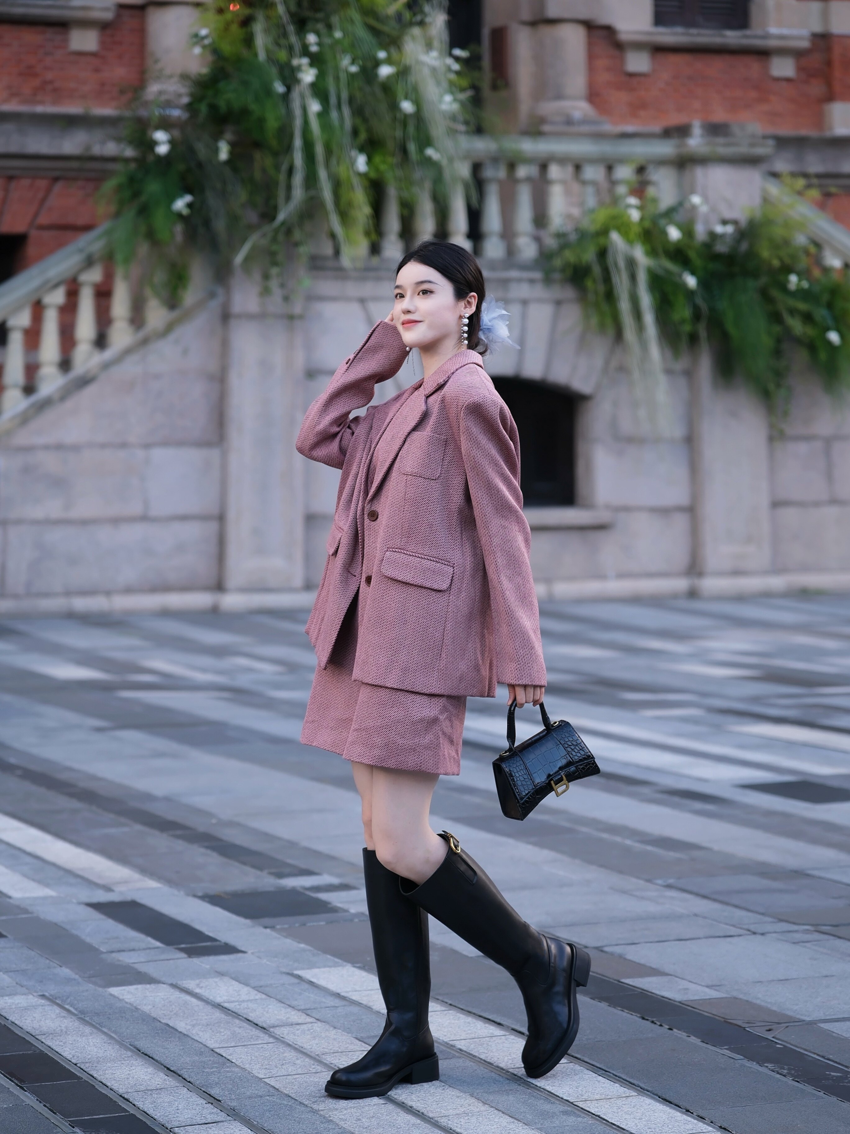 kisscat接吻猫[城市旅人]骑士靴，万茜方枪枪美洋同款真皮皮带扣复古英伦风