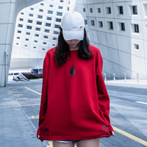 killwinner round neck mens Tide brand pullover flame base shirt spring and autumn loose long sleeve T-shirt top women