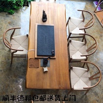 Solid wood Zen Palaeotea Table Tea Table Chair Combination Modern Simplicity New Chinese Kongfu Tea Table Log Tea Tea Table