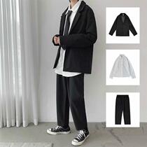 Casual suit men's autumn three-piece set with suit ruffian handsome college students wear small suit jacket dk uniform men