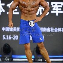 Mens fitness competition Beach pants Knee Blue Surf Pants Speed Dry 50% Pants Summer Shorts Loose Medium Pants