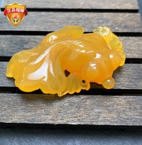 Natural jade yellow dragon jade monarch gold fish pendant ice seed old stock necklace pendant for more than two years