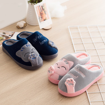 Adult cotton slippers female winter household couple dormitory thickened girl Baotou cute cat paw new hairy slippers autumn