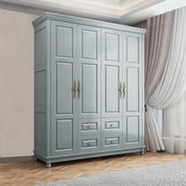 American Light Lavish Solid Wood Wardrobe Brief Modern Home Small Household Type Three Doors Four-door Wardrobe Combined Bedroom Large Closet