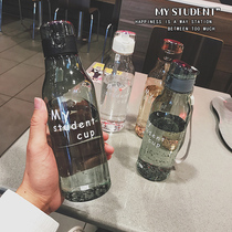Summer water cup female bomb cover rope water bottle Korean simple fashion fresh sports water cup portable fitness plastic cup