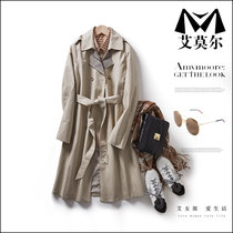 Ai more spring autumn new trench coat women long Korean version of Joker temperament Korean coat coat