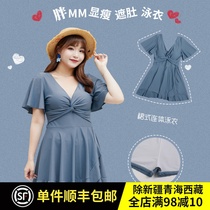 South Korea Conservative Swimsuit Women Conjoined Dresses 200 Catty Grams Student Shade of Slim Soak Spa Swimsuit Retro