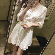 (Cherry French) MAJE 2018 New Lady waist thin chiffon A dress