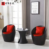 Balcony table and chair rattan chair three-piece outdoor lounge chair leisure chair small coffee table combination indoor rattan chair back chair