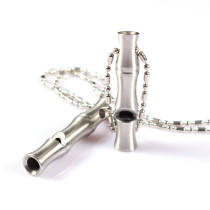 Full metal bamboo whistle Stainless steel whistle Key pendant Toy Camping HIGH decibel signal whistle Referee whistle