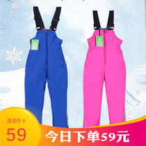 Childrens velvet ski pants thickened bib pants Boys and girls winter cotton pants windproof waterproof stormtrooper pants Northeast snow township