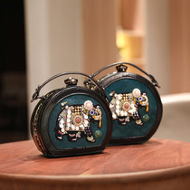 Oblique span bag elephant embroidered bag small round bag portable women bag 2020 semicircular color mini New Tide trend collision