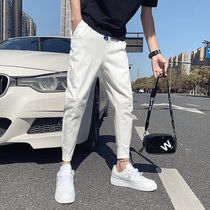 Tide brand white leg casual pants men spring and autumn wild men Korean version of slim ankle-length pants thin Harlan trousers