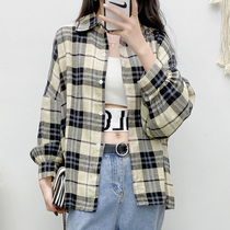 Plaid Shirt Women Spring 2021 New Loose Vintage bf Medium Long Korean Shirt Jacket Female Student Top