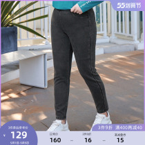 (clear cabin RMB160 ) Large-size womens clothing Spring loaded with fat mm casual movements Thickened Retro Jeans Long Pants