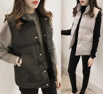 Down cotton clothes waistcoat for women Short autumn and winter Korean version Thickened Waistcoat Vest 100 lap loose Shoulder Cotton Jacket Woman