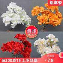 7 Head big triangle simulation hydrangea flower big leaf fake flower wedding base flower arrangement multi-color flower row bottom soft dress flower