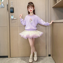 Tutu skirt spring and summer girls dress high-end childrens two-piece skirt 2023 new foreign style convex skirt tide