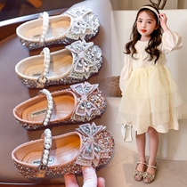 South Korea Girl Princess Shoes 2021 Summer New Little Girl Baby Water Drill Single Shoes Softbottom Children Crystal Shoe Leather Shoes