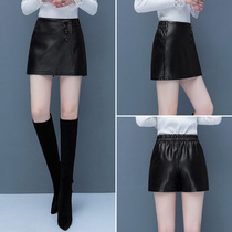 Small leather skirt womens skirt 2021 new autumn and winter slim high waist A- line dress skirt pants outside wear large size boots pants