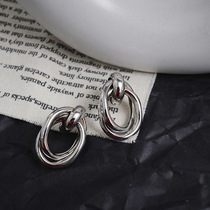 European and American New Tide metal sense advanced earrings geometric Net red earrings earrings simple female S925 Silver Needle