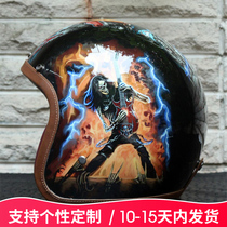 Devil's Music Halley Machine Car Half Helmet Fashion Motorcycle Knight Helmet Handmade Retro Personal Decoration Helmet