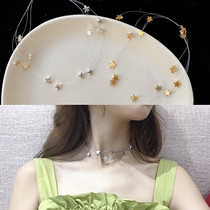 Stars Japanese and Korean fashion Joker Mori sweet more invisible fishing line layer star pendant necklace female choker
