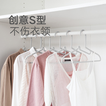 All-around goddess collar no trace drying hanger non-slip rack hanger household plastic clothing support (5 sets)